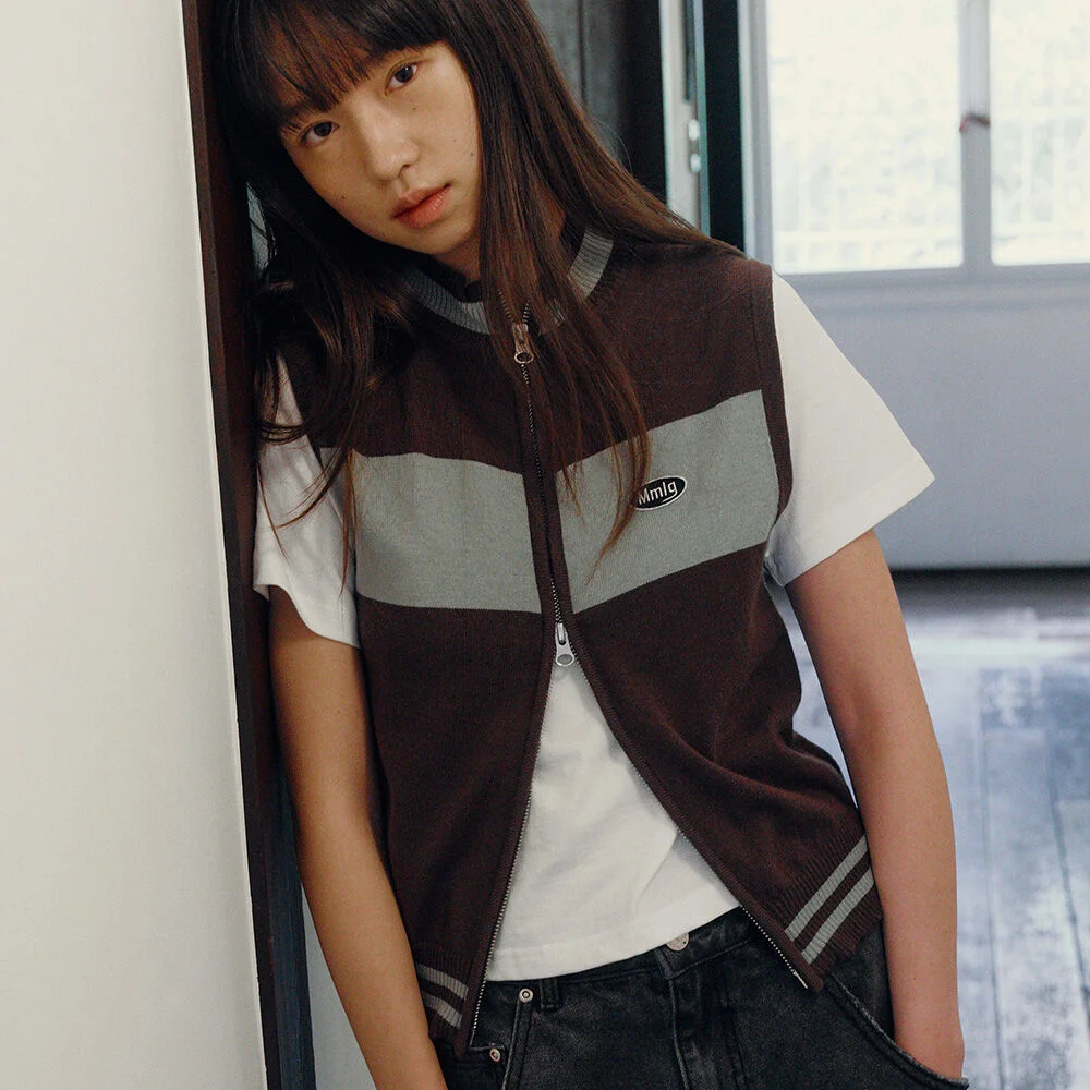 LAYERED KNIT VEST (BROWN)