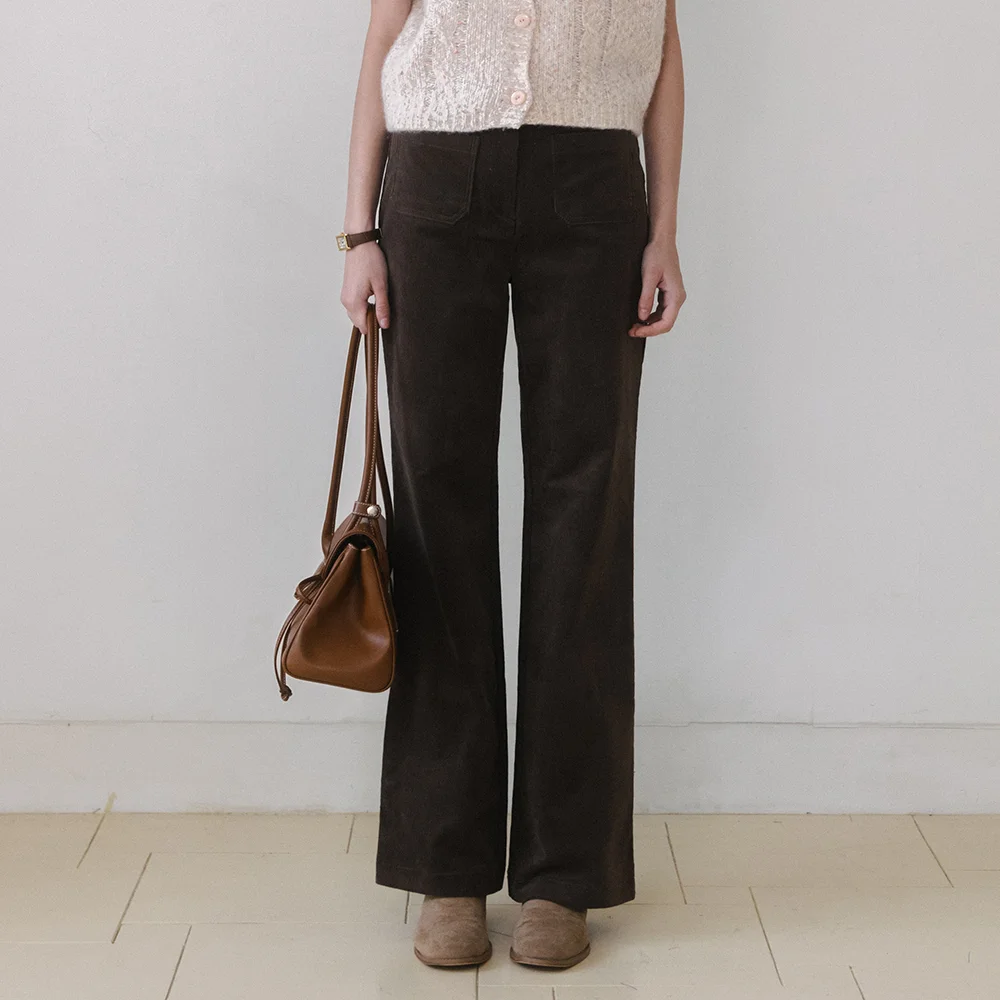 Corduroy bootcut pants_brown
