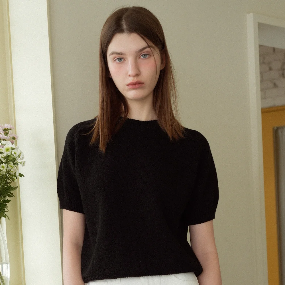 Cotton Round Half Knit (black)