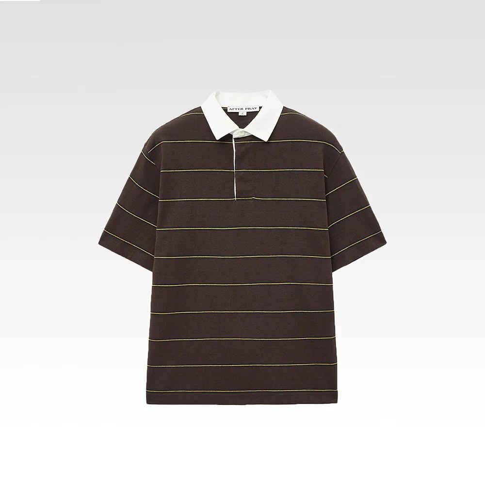 Linear 條紋 Polo 襯衫 啡色