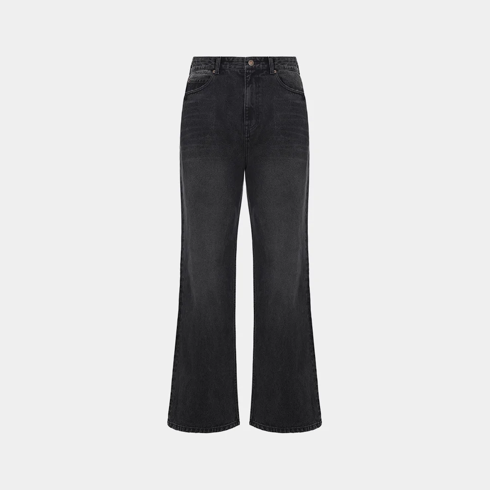 (M) WASHED STRAIGHT WIDE JEAN - BLACK
