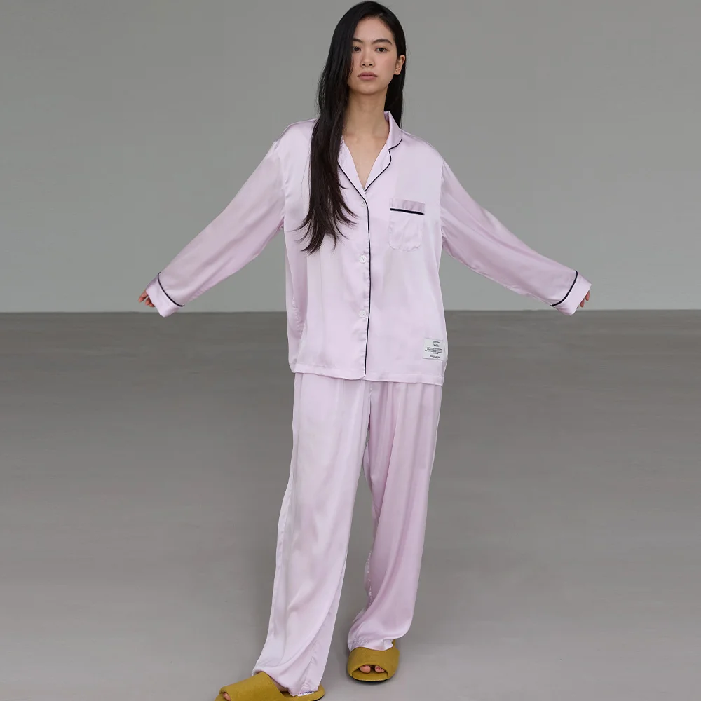 Glossy Silky Pajama Set Orchid pink