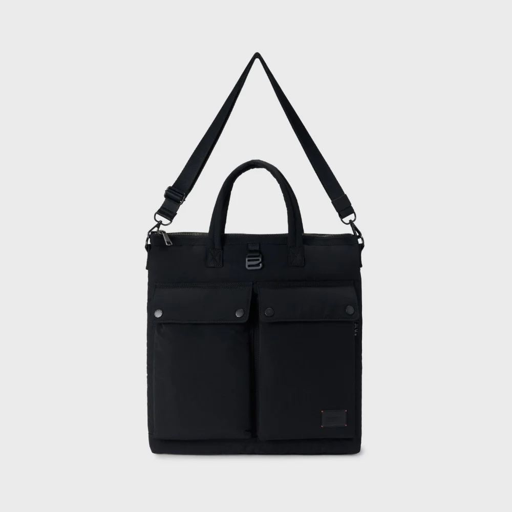 TWO POCKET PADDED TOTE BAG - BLACK (P255ATO414)