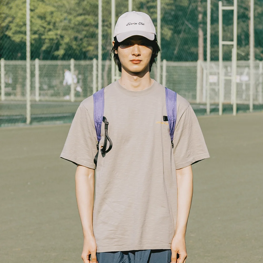 SLUB COTTON HALF T-SHIRT (KHAKI)
