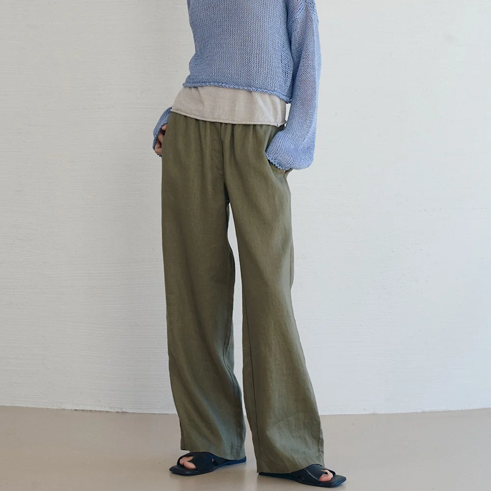 Linen Lounge Wide Pt_Khaki