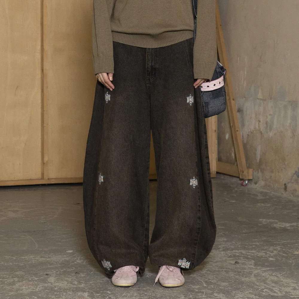 GP168 Native 弧形 牛仔 褲子 (BLACK)