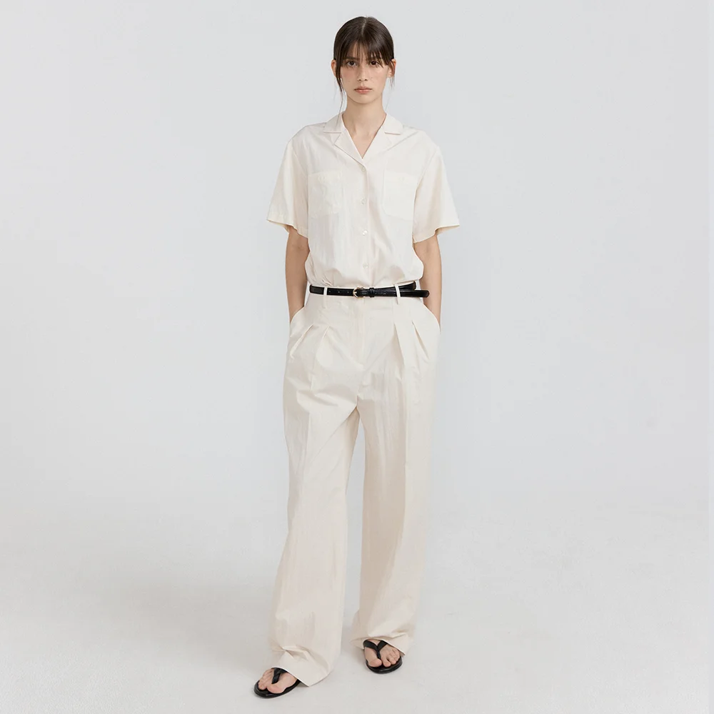 Olin Pintuck Wide Pants (Light Beige)