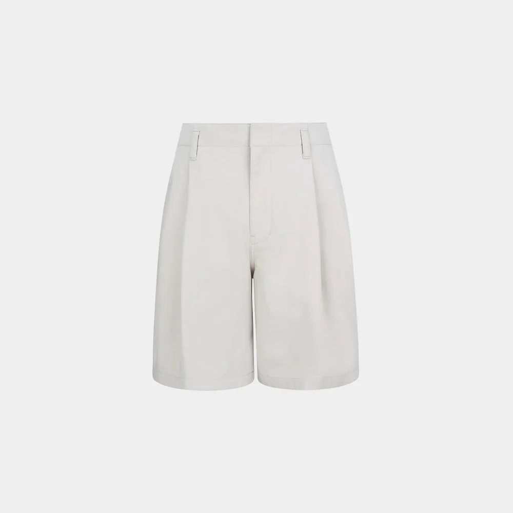 (M) STRUCTURED COTTON SHORTS - CREAM