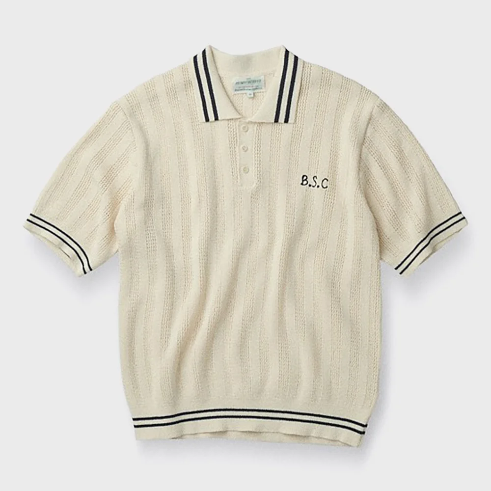 Crochet Short-Sleeves Polo Knit ABWAM26731CRX