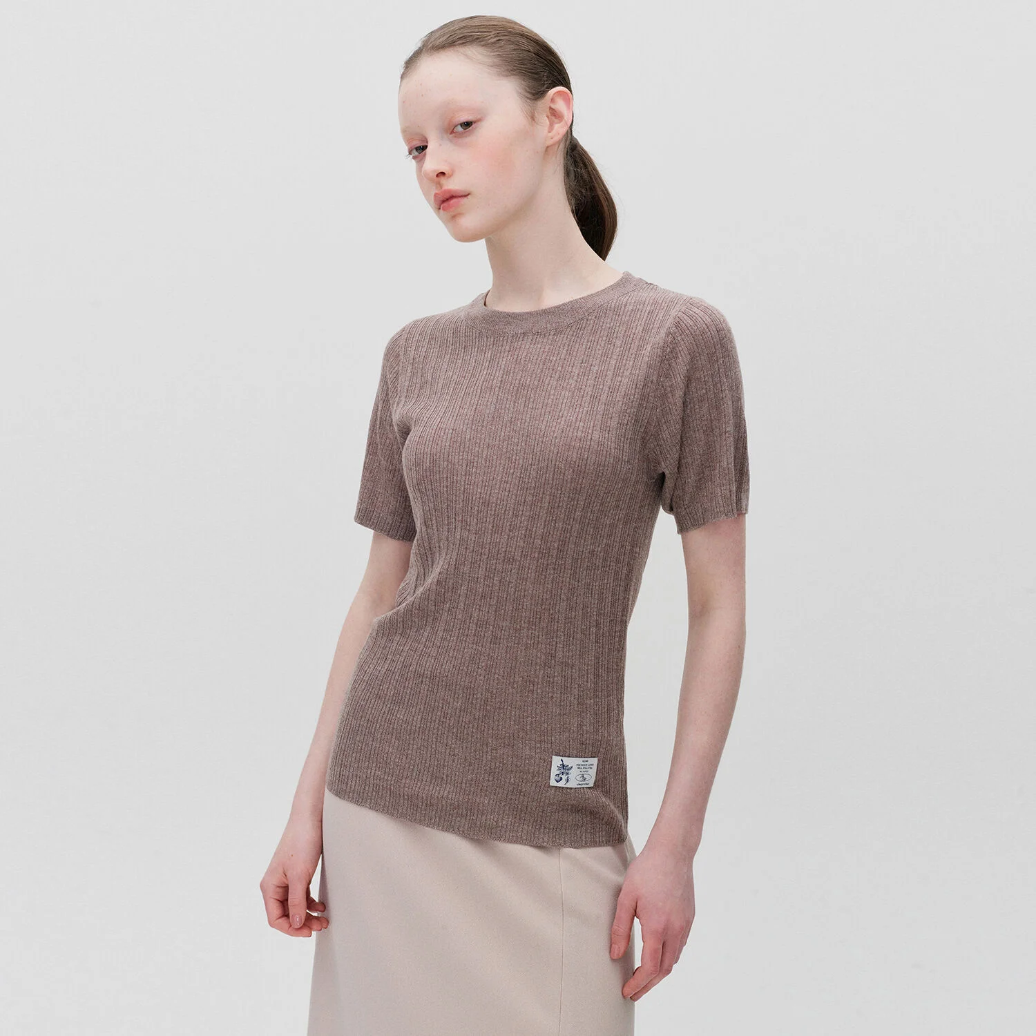 CUFF SLEEVE PLEATED TOP COCOA