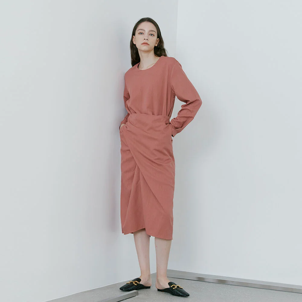 Twist Wrap Dress - Brick Red