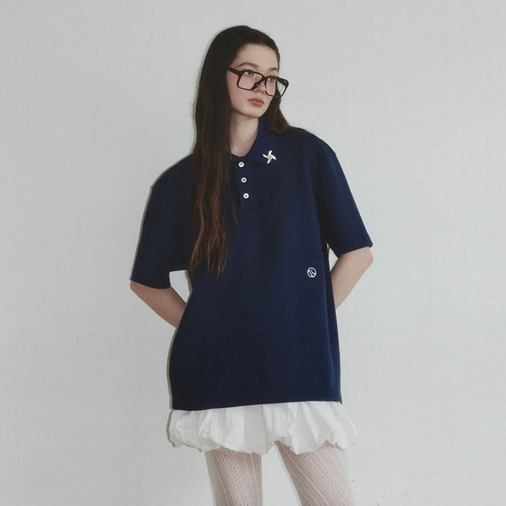 Wave Cutting PK-Shirt_Navy_W
