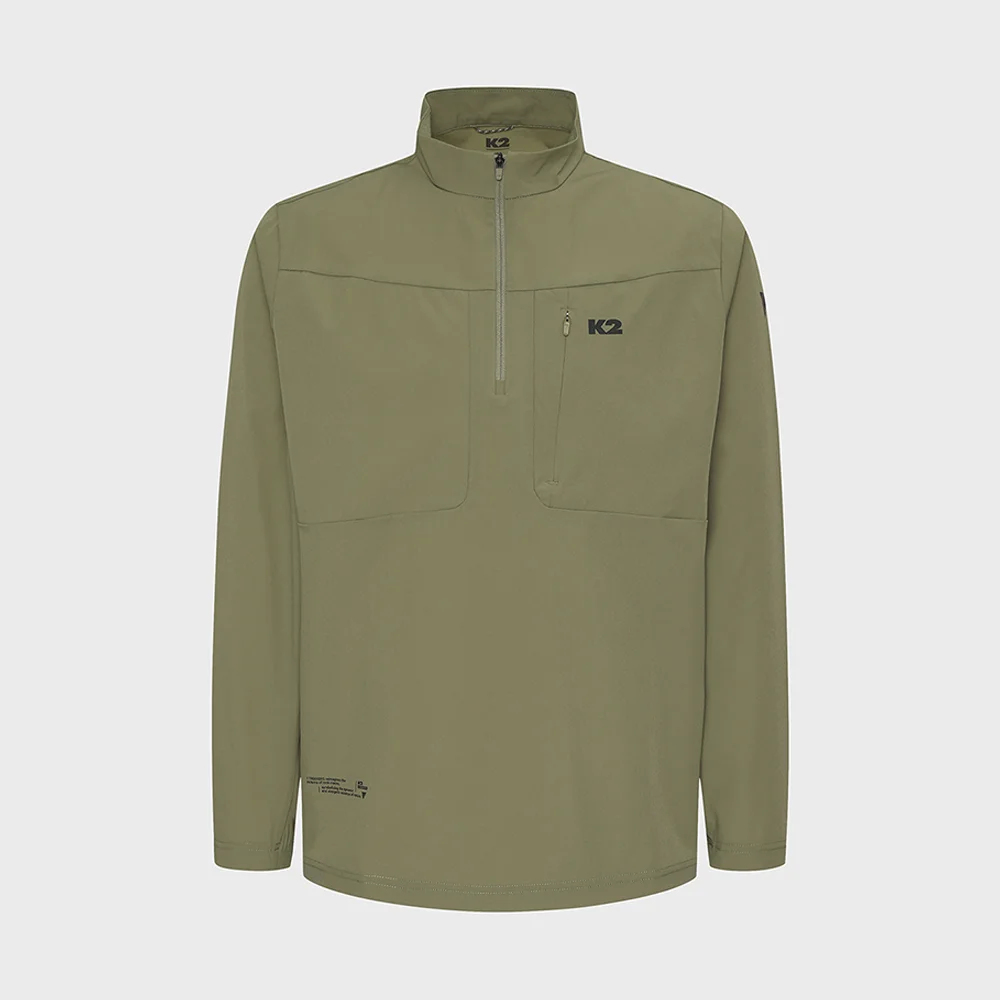 KTR 搖滾(ROCK) 梭織 長袖 拉鏈 T恤_Light Khaki_KMP26211K6