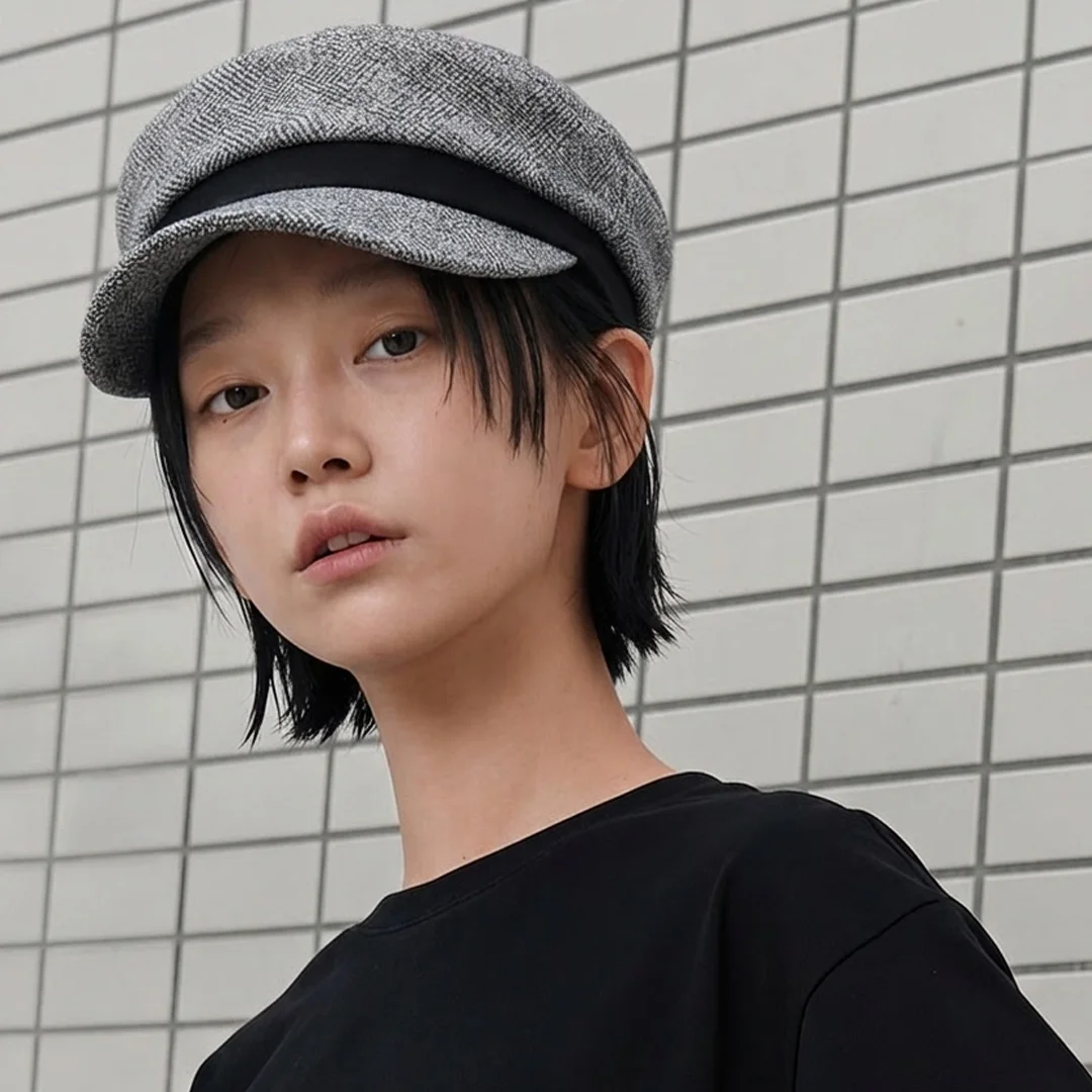 純棉 人字紋 四季 軍帽 經典 Bellboy Cap MARINER / COTTON HB / LINE BLACK