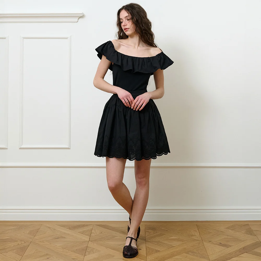 Two-way ruffle sleeveless top_Black