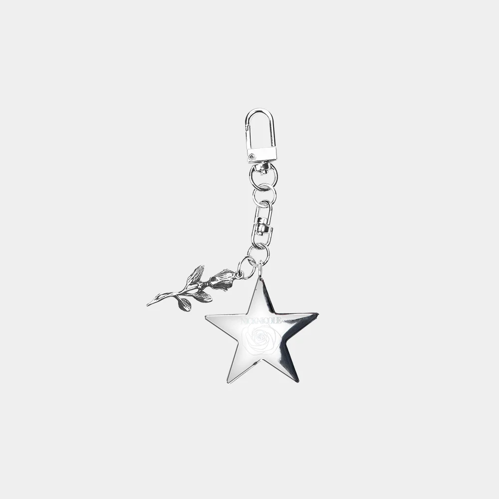 ROSE IN STAR KEYRING_SILVER
