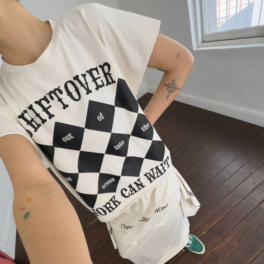 Shift Over Sleeveless T-shirt-Ivory
