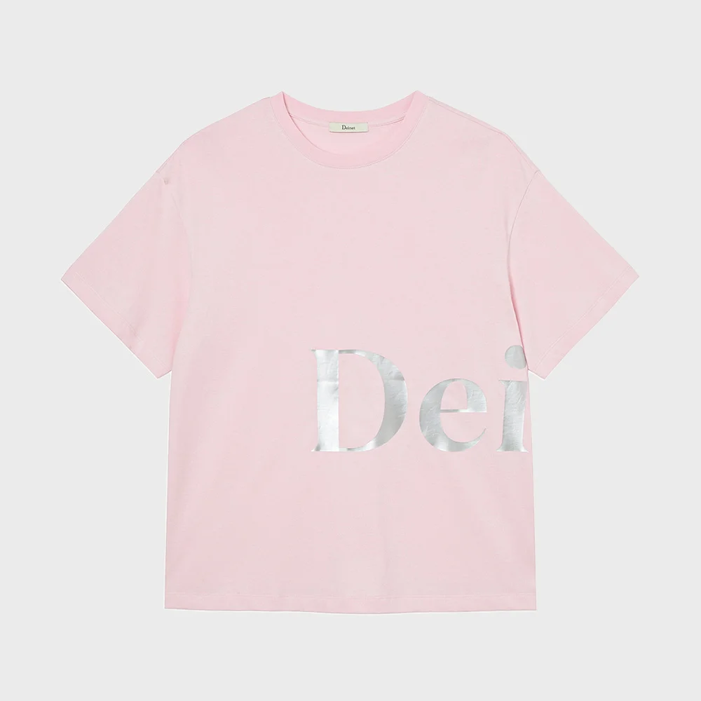 SILVER LOGO T-SHIRT IN LIGHT PINK