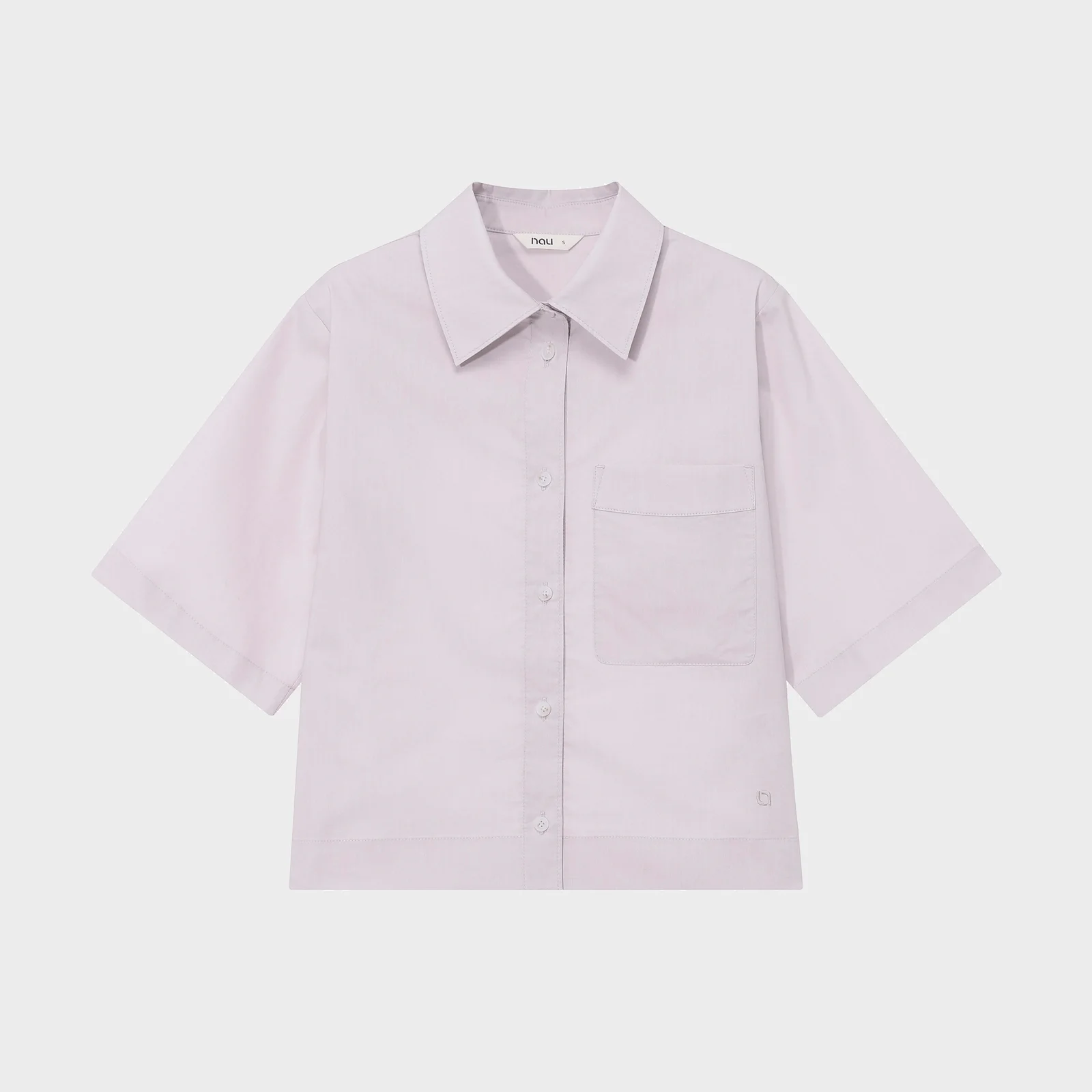 W 有機 口袋 短袖 襯衫 Grayish Pink