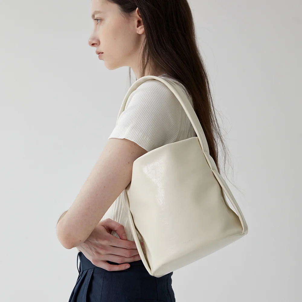 TEMZ bucket leather tote bag 2 color