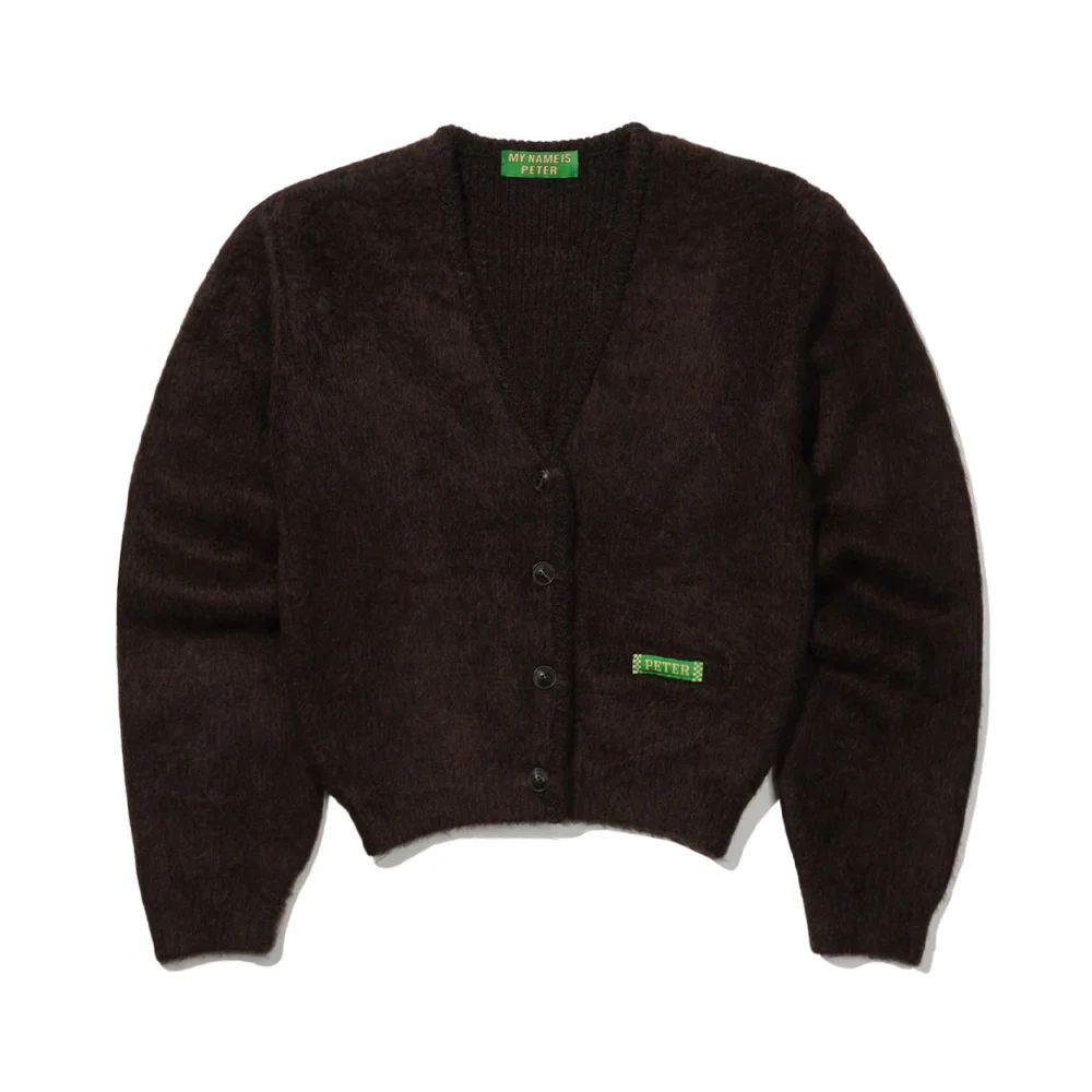 (W) PETER BRUSHED CARDIGAN - BROWN