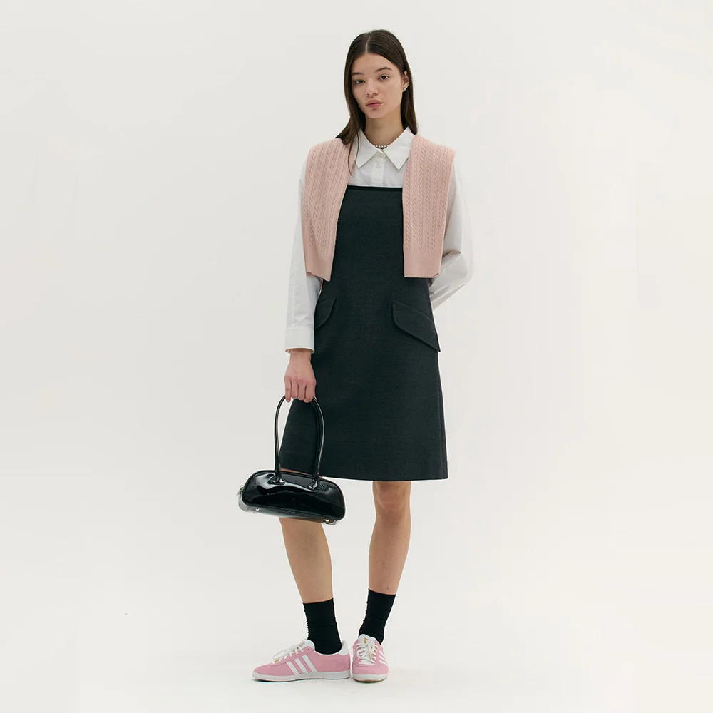 POCKET SLEEVELESS MINI DRESS (dust gray)