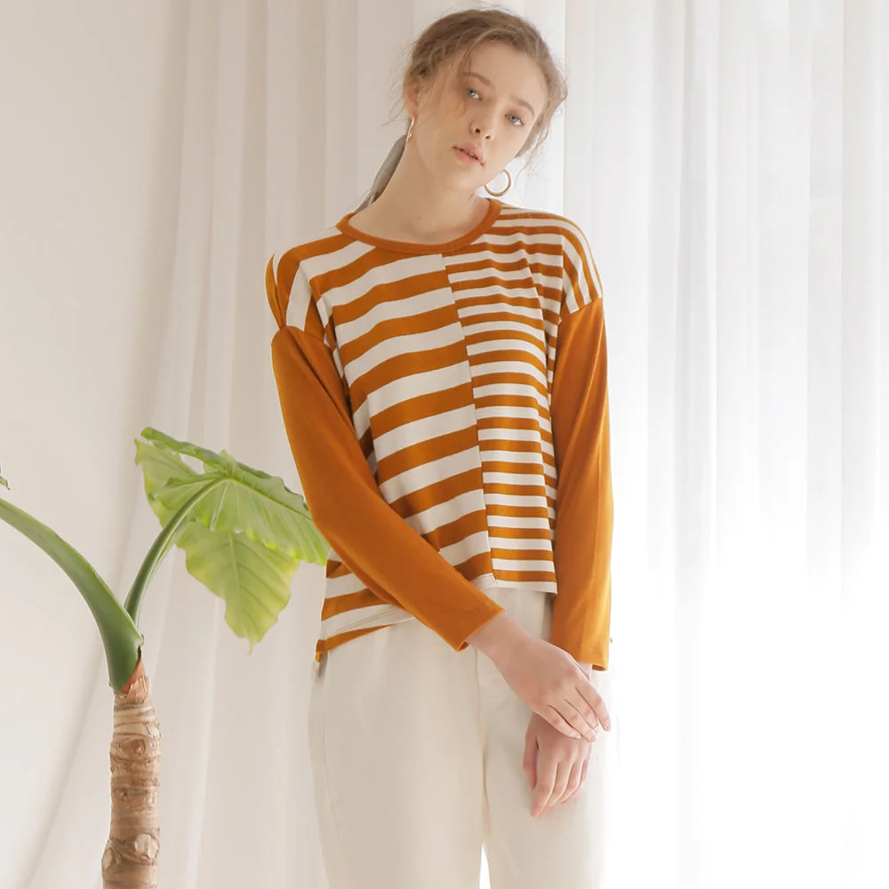 HALF STRIPE T-SHIRT_ORANGE