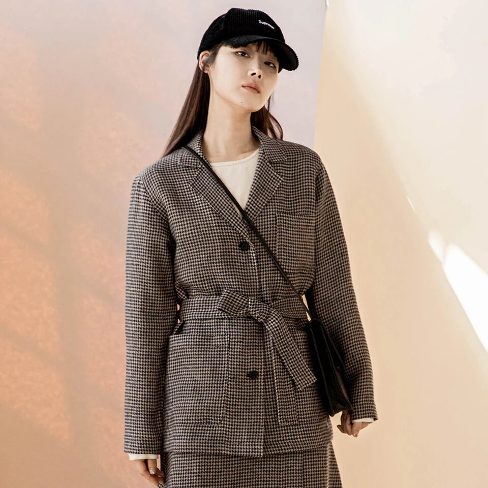 Hound-Tooth Check Jacket