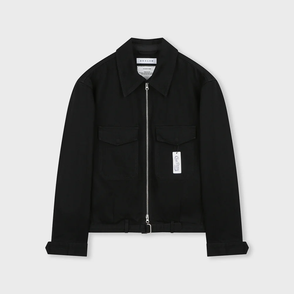 CONE MILL MILITARY ZIP-UP DENIM JACKET BLACK