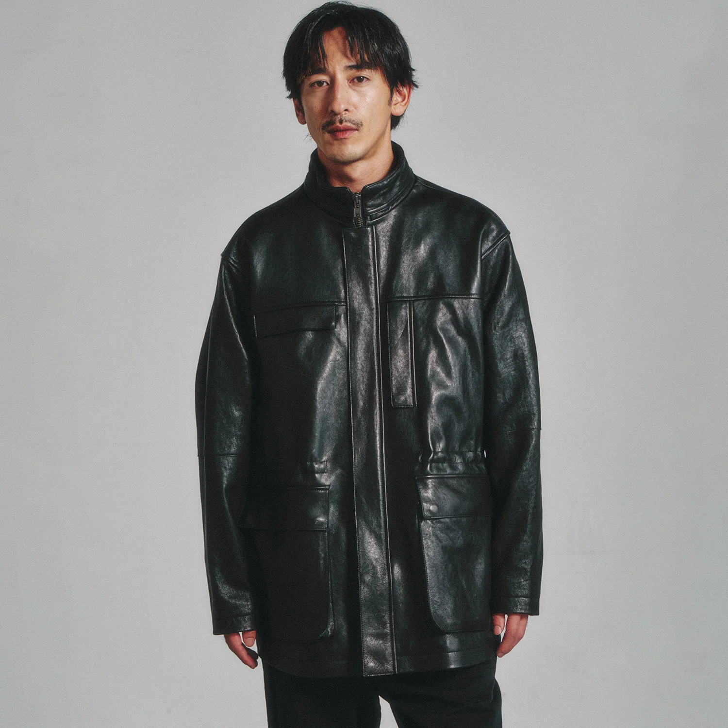 Vegetable Leather Rain Coat_Black