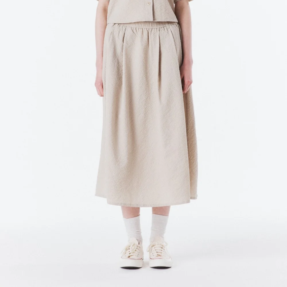 W SEERSUCKER SKIRT - L/BEIGE (P262WSK180)
