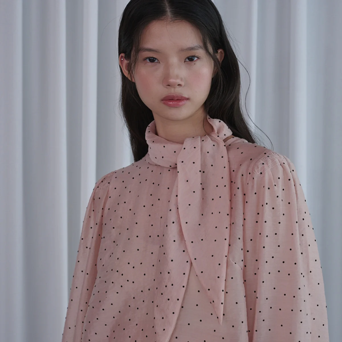 Dot Scarf Blouse_Pink