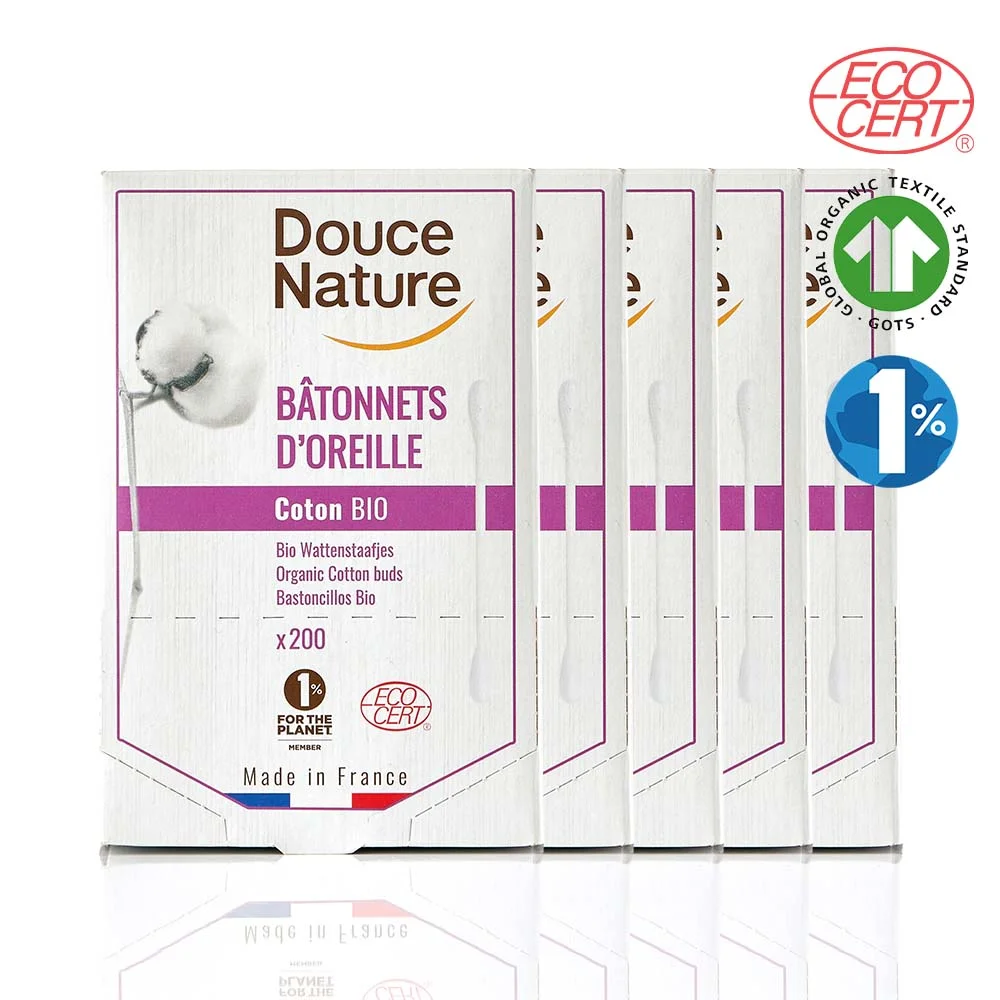 Douce Nature 有機 純棉 100% 棉花棒 200件裝 x5個