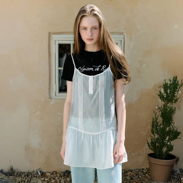 PINTUCK SHEER LAYERED ONEPIECE IVORY
