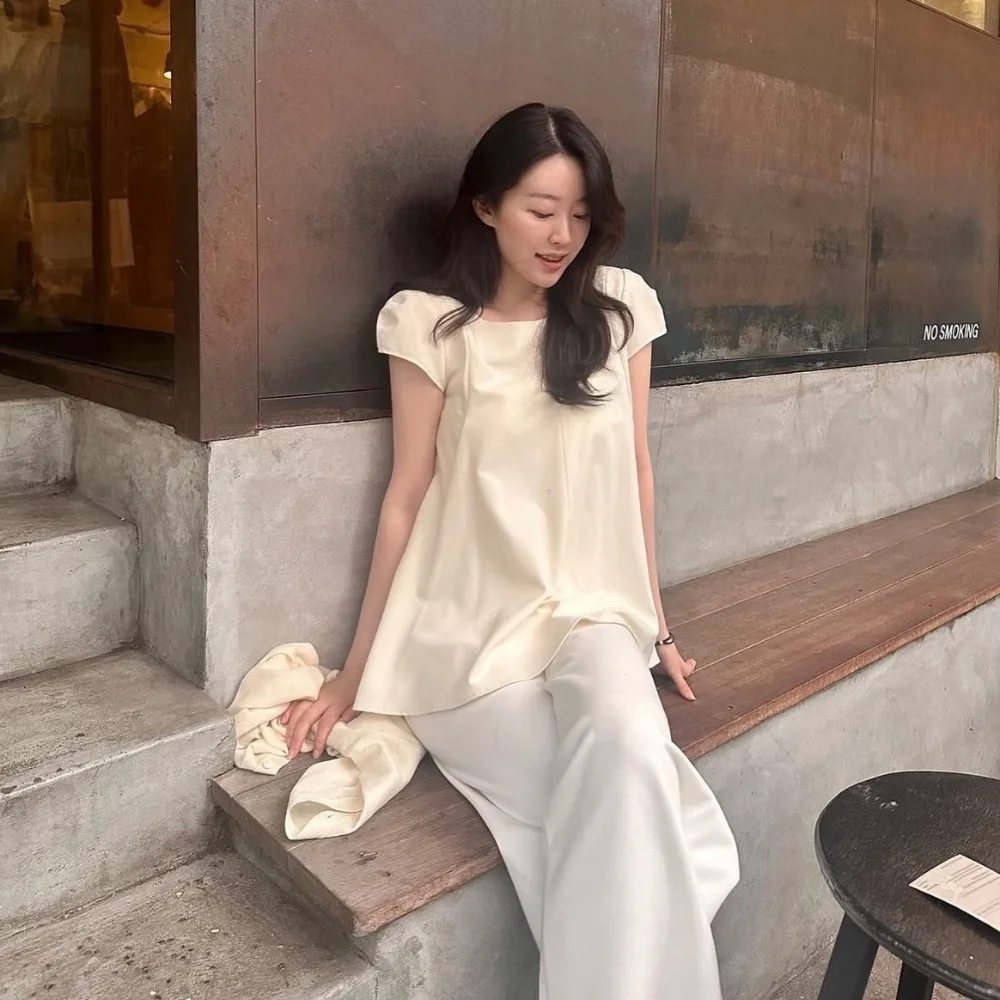 boat neck overlap blouse_cream (2 SIZE)