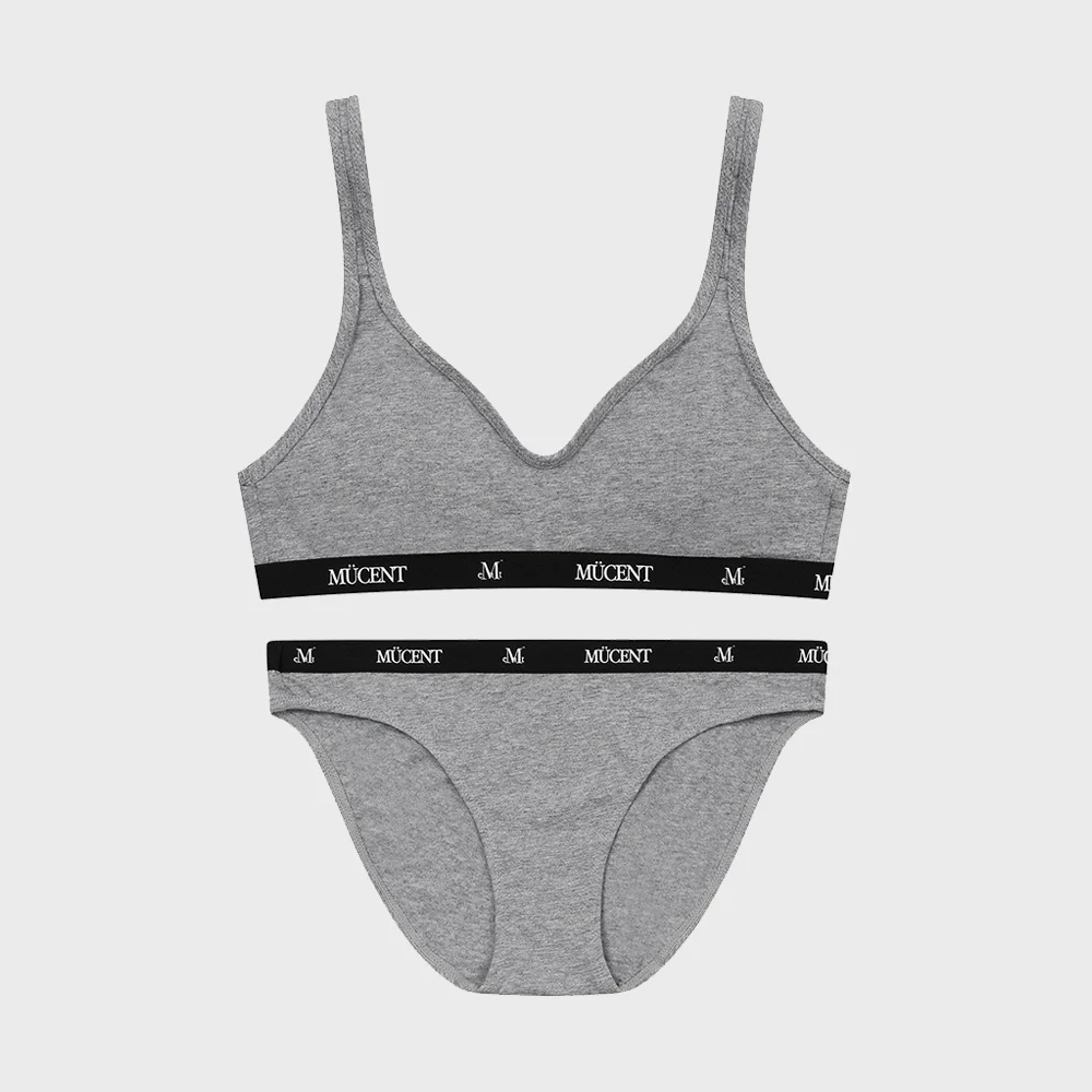 Auren 外露鬆緊帶 無鋼圈 Bralette 內褲 套裝_2色