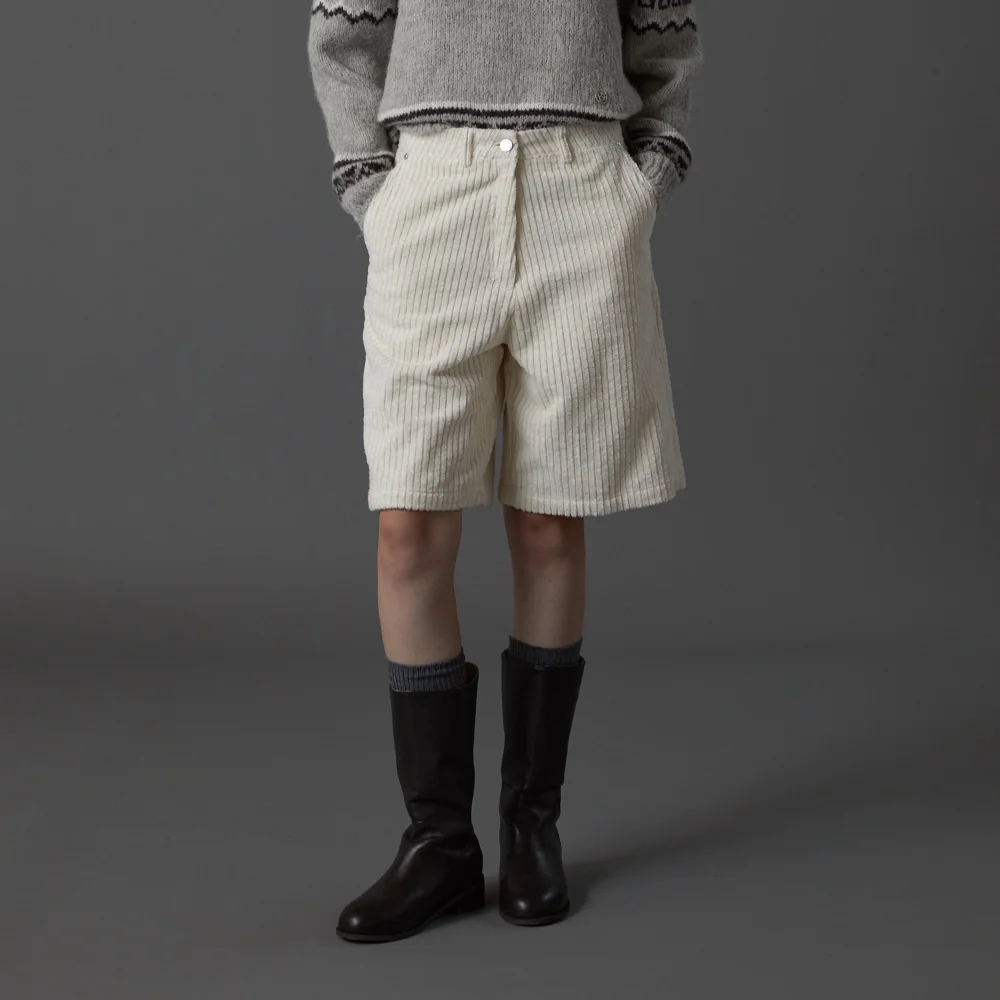 Corduroy bermuda pants (cream)