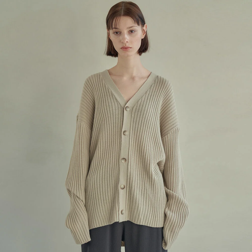 波點 唇 寬鬆 圓領 開襟外套_Beige