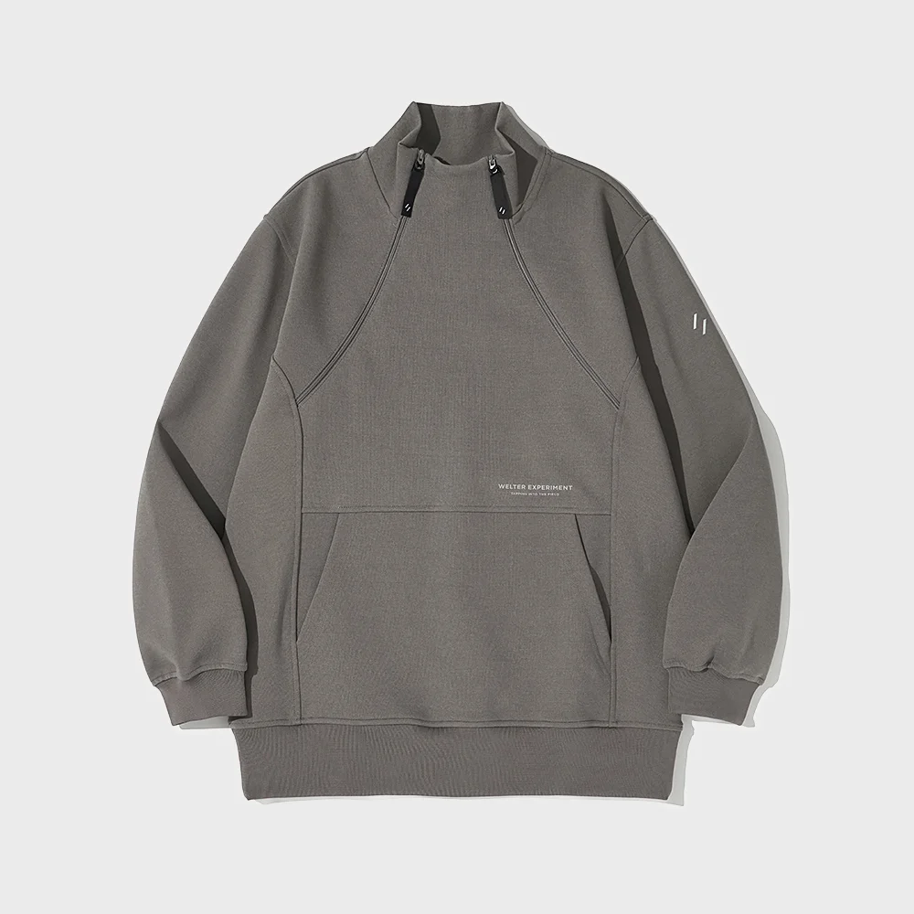 DOUBLE HALF ZIP SWEATSHIRT_GRAY_WOL091