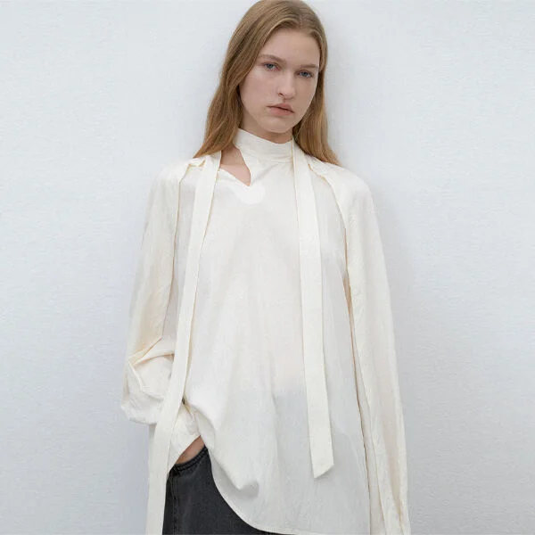 VOLUME SLEEVE TIE BLOUSE(BL-4352)
