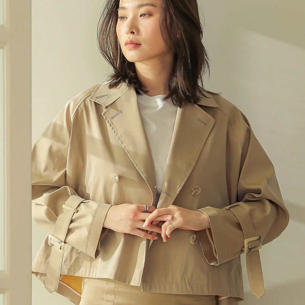 Bell-line short trench coat_L.Beige