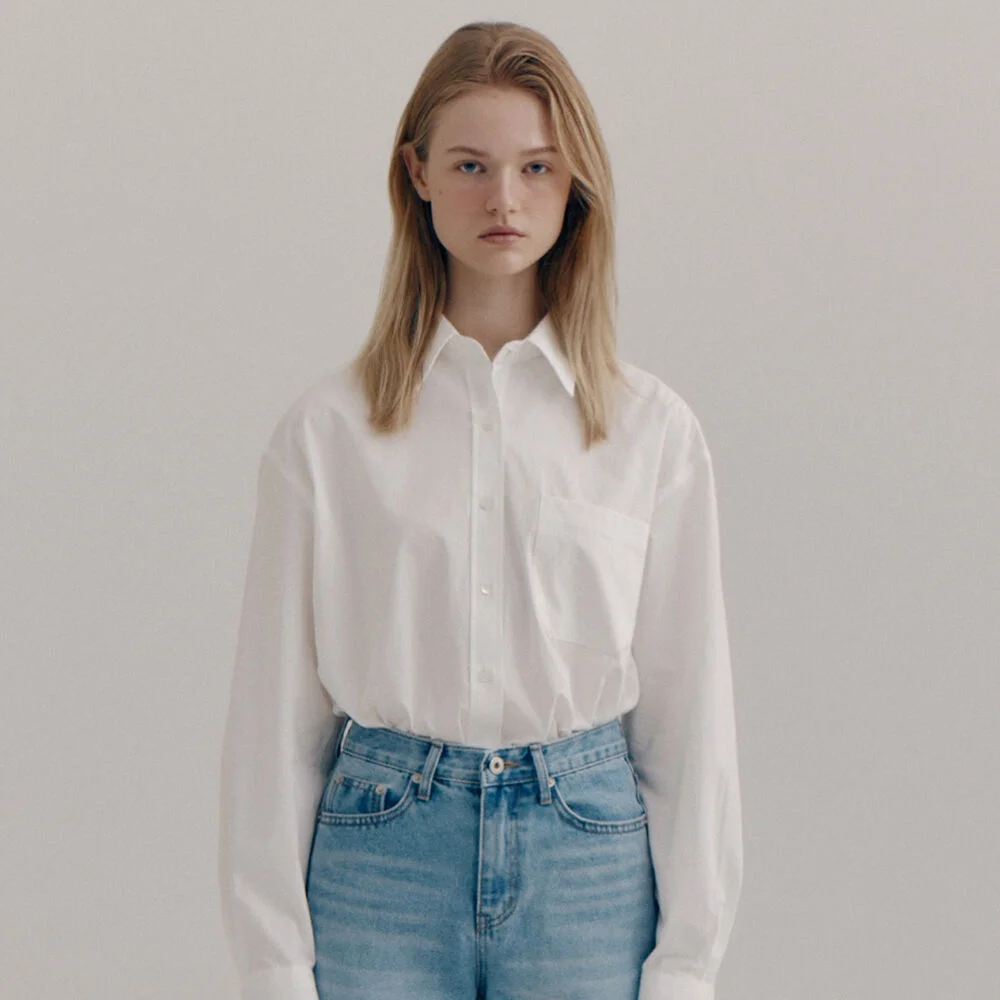 Basic cotton shirt (Ivory)