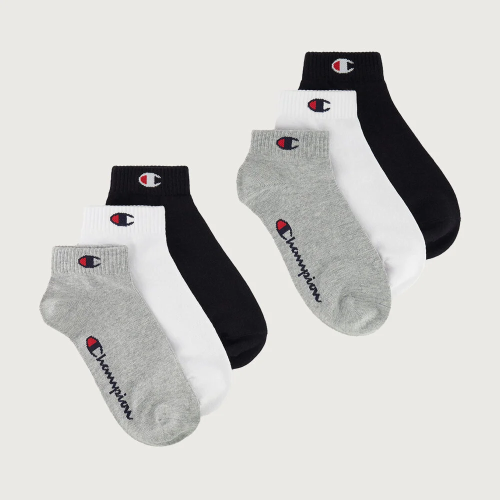 C標誌 四分之一長度 襪 6PACK Grey White Black