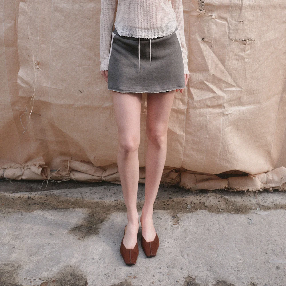 AVA SWEAT PANTSKIRT_KHAKI GRAY