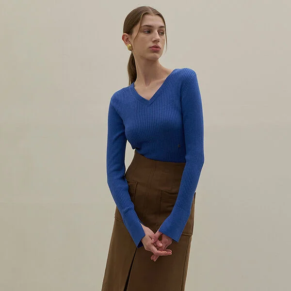WOOL SLIM FIT V-NECK KNITWEAR (T-6701)