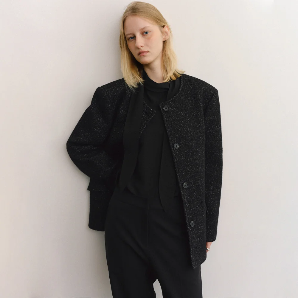 HERITAGE WOOL100 JACKET_GLITTER BLACK