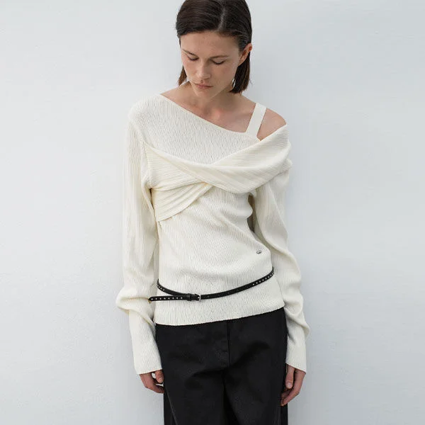 COLARE TWIST KNIT PULLOVER(T-7109)