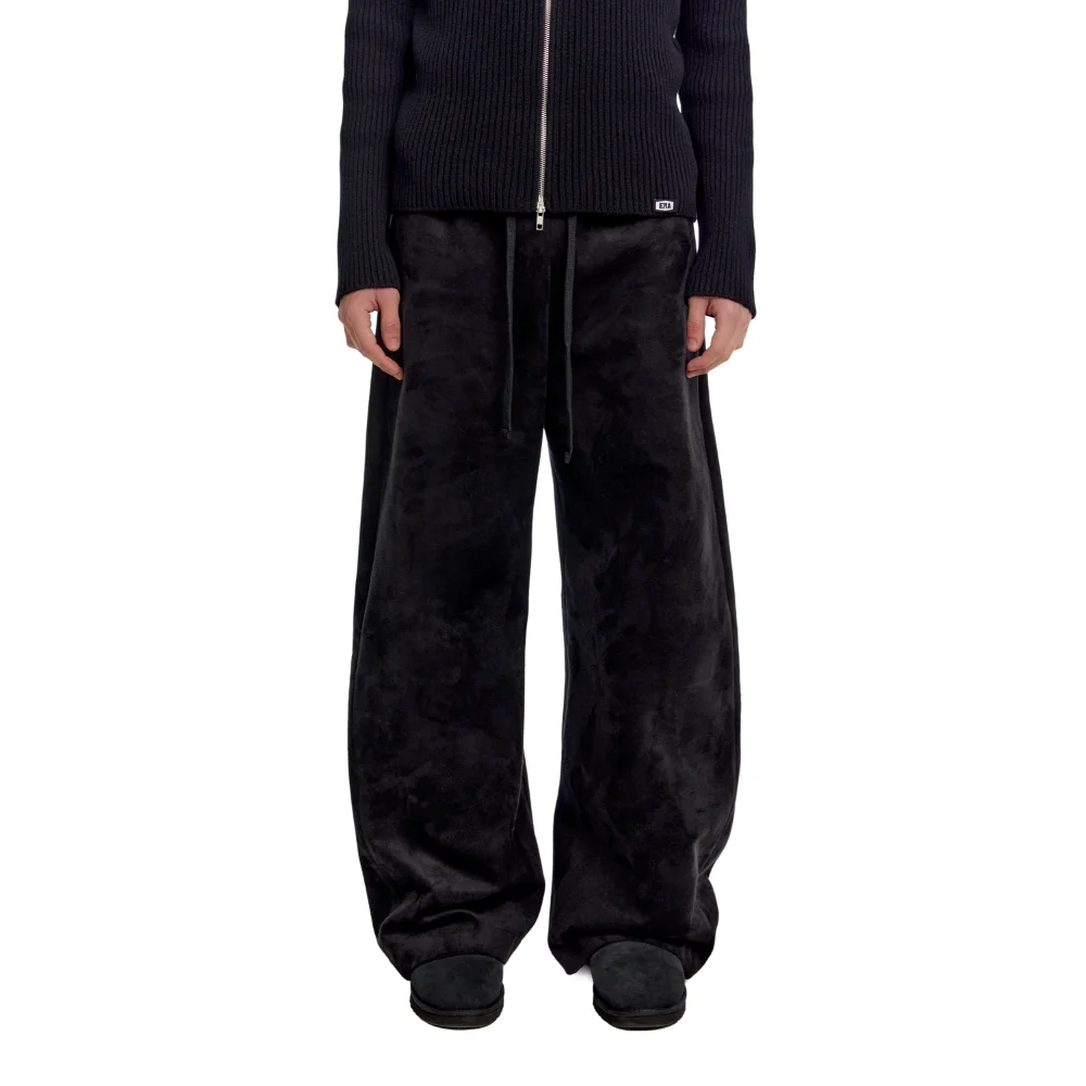 UNISEX SUEDE EFFECT TRACK PANTS - BLACK