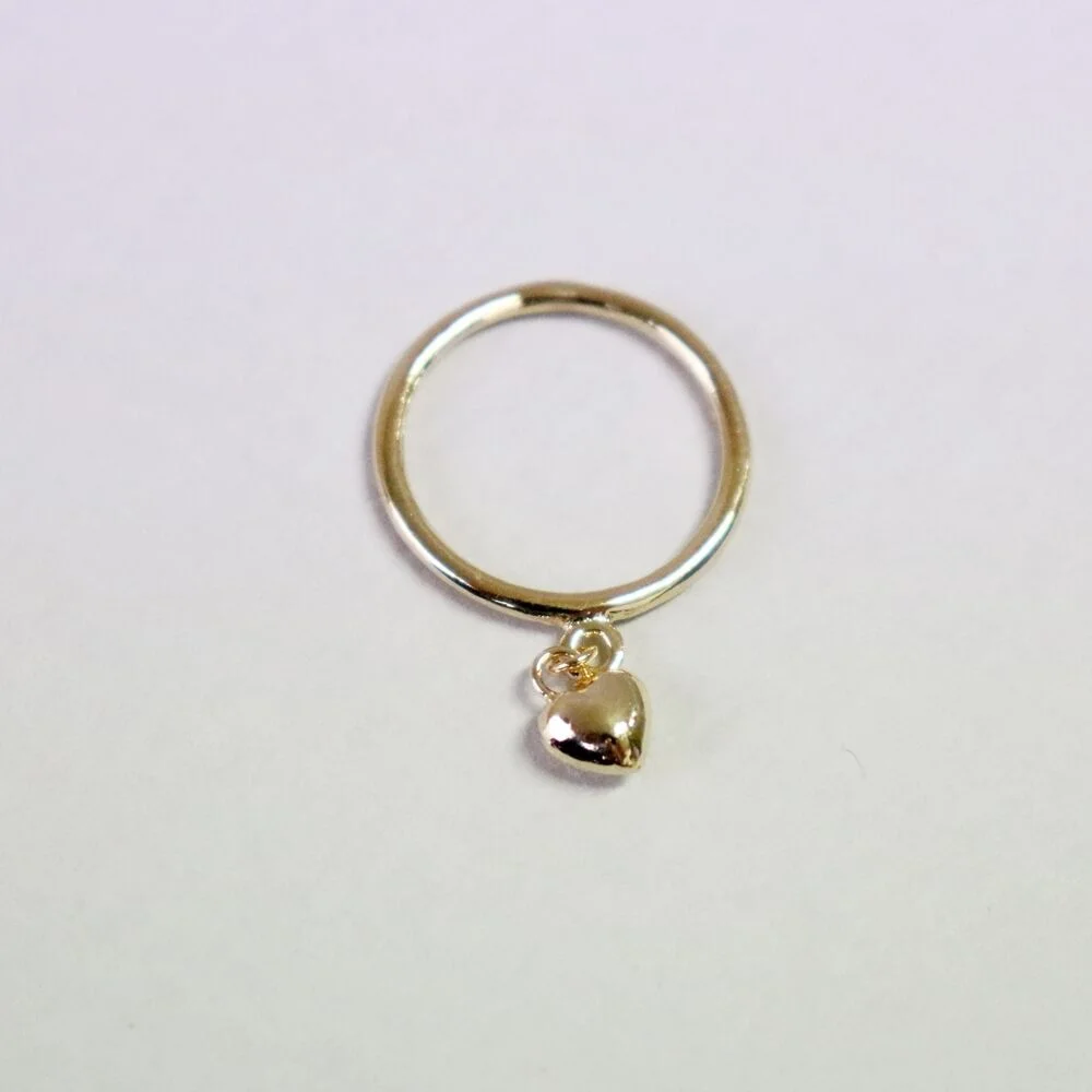 Mini heart simple drop Ring 迷你 心形 搖擺墜飾 疊層戒指