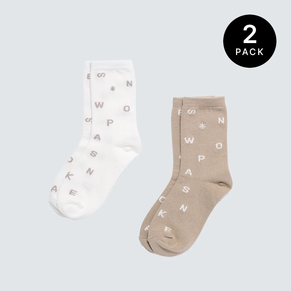 基本款 字母 中筒 襪 套裝 Off White + Beige (S24FUFSO05)